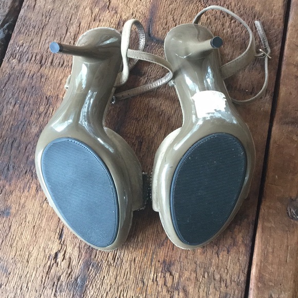 DONATED Anne Michelle taupe heels rhinestone bows - Picture 6 of 6